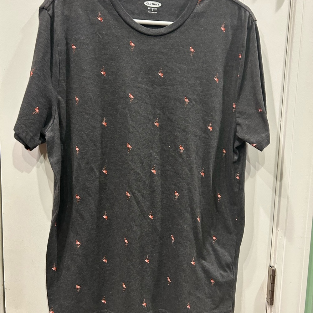Old Navy Gray Short Sleeve Tee with Orange Accents